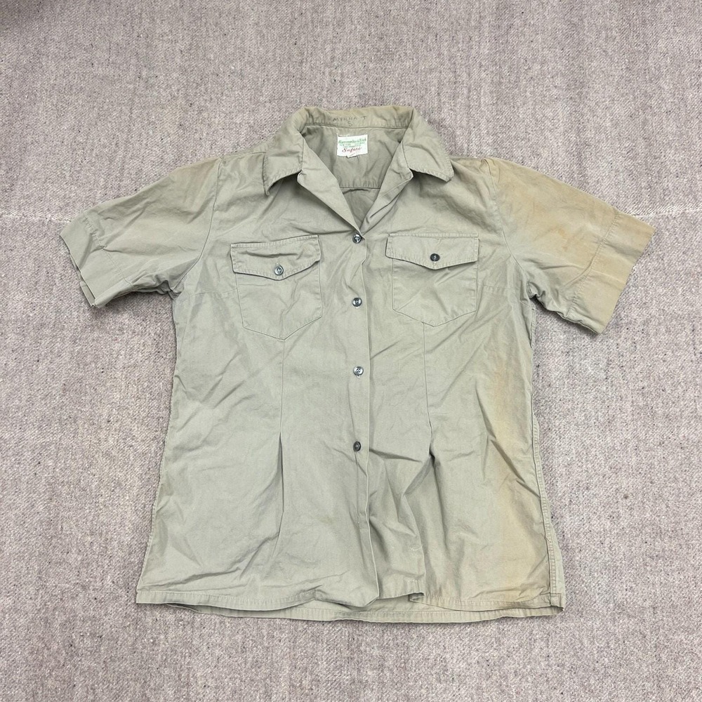 Vintage Abercrombie & Fitch Safari Shirt Women's 16 Beige‎ Button Up 1950s